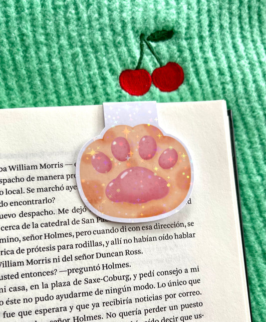 Orange Cat Paw Magnetic Bookmark