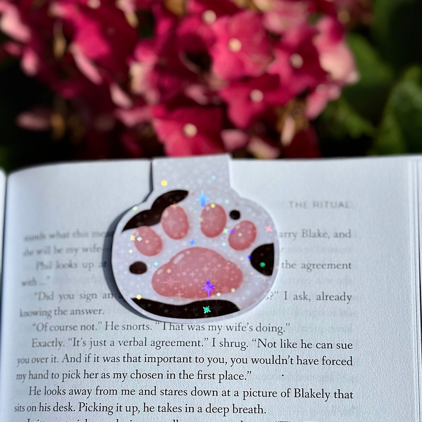 Black & White Cat Paw Magnetic Bookmark (holographic)