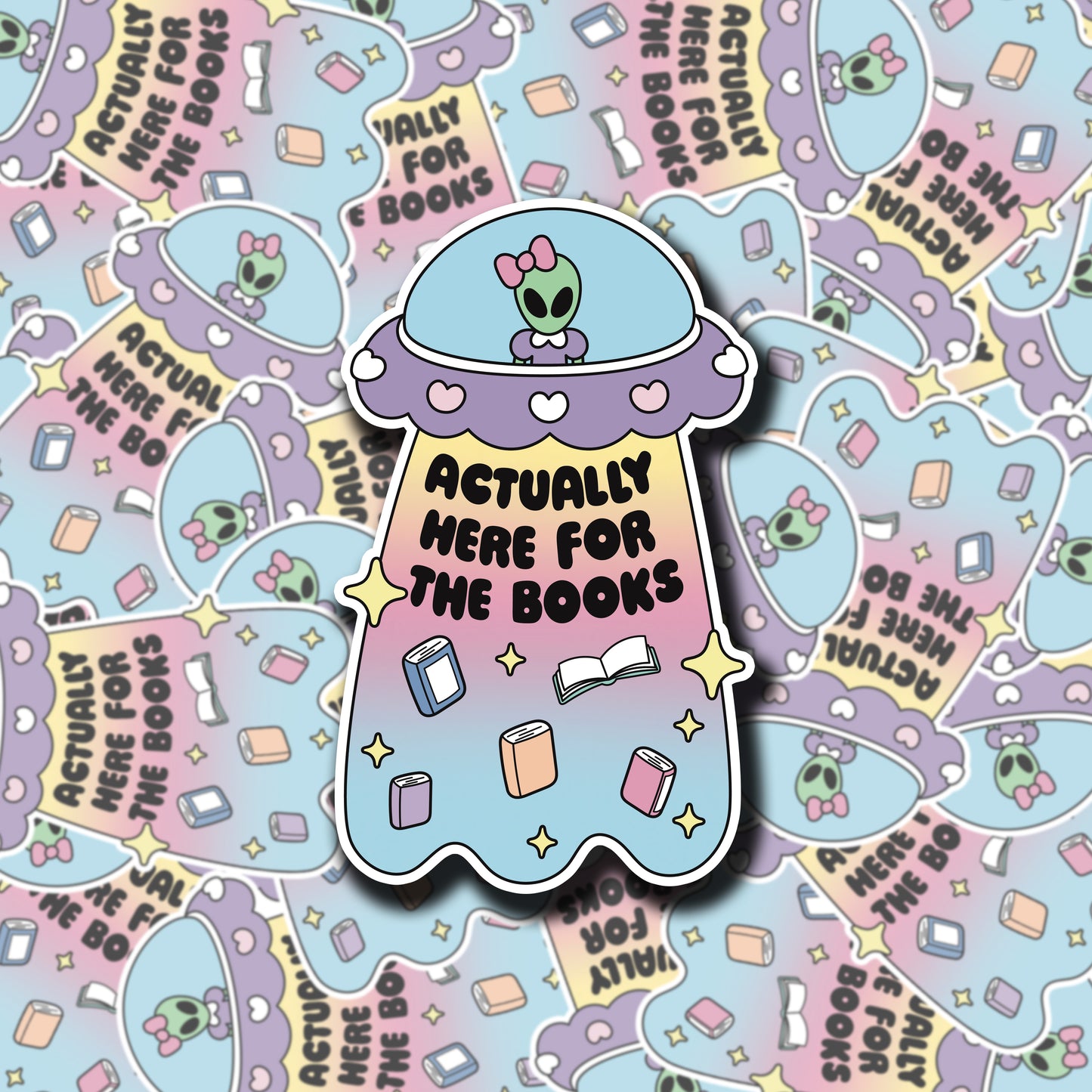 Bookish Alien Girl Sticker