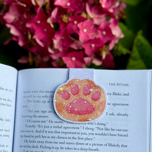 Orange Cat Paw Magnetic Bookmark (holographic)