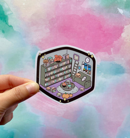 Isometric Halloween Library Sticker