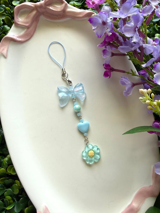 Blue Sugar Bow Phone Charm