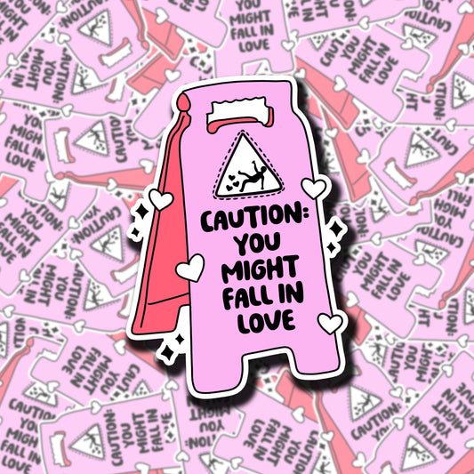 Love Caution Sign Sticker