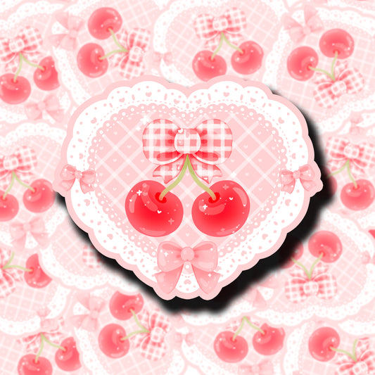 Coquette Cherry Heart Sticker