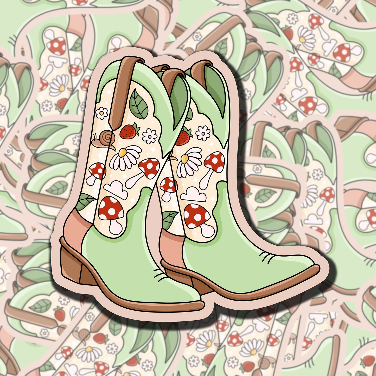 Cottage Cowgirl Boots Sticker