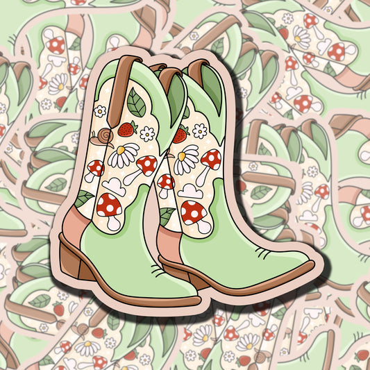 Cottage Cowgirl Boots Sticker