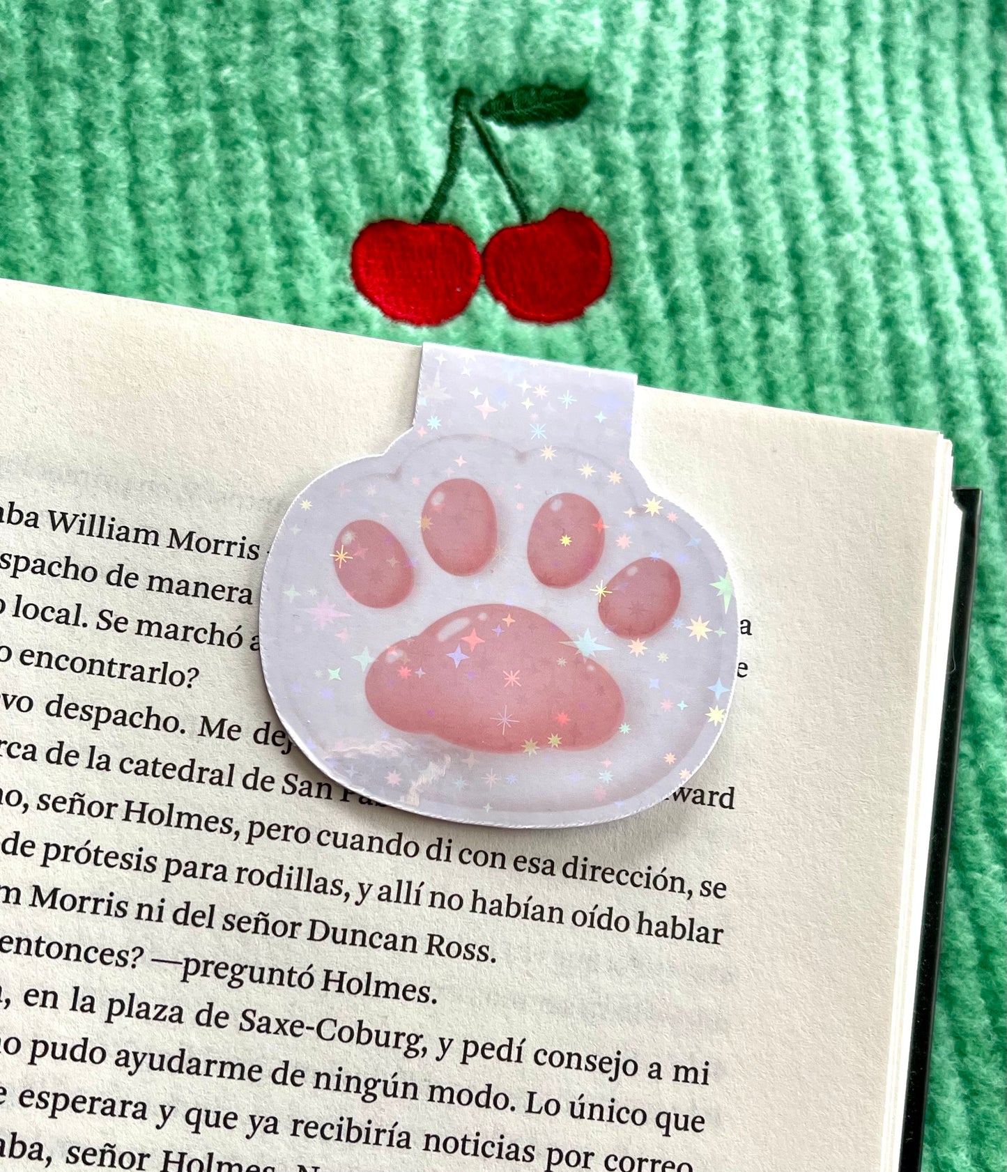 White Cat Paw Magnetic Bookmark (holographic)