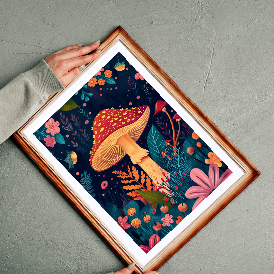 Floral Mushroom Print