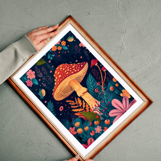 Floral Mushroom Print