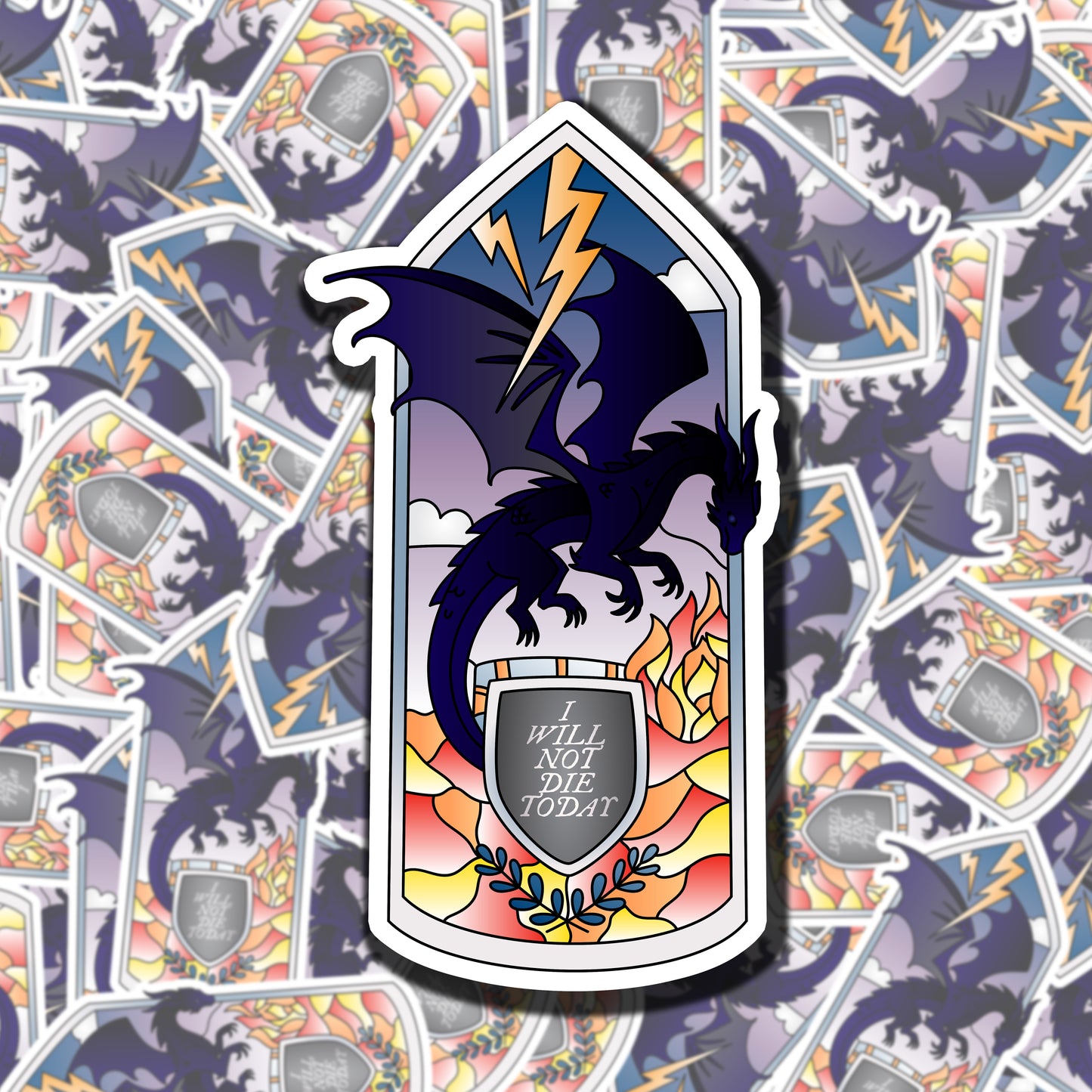 Fourth Wing Stained Glass Sticker