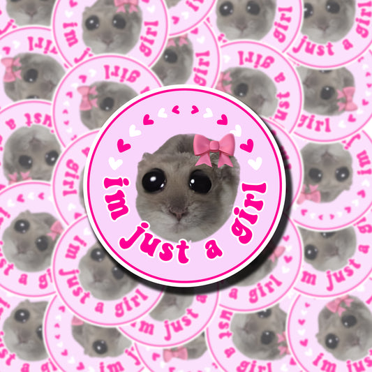 I'm Just A Girl Hamster Sticker