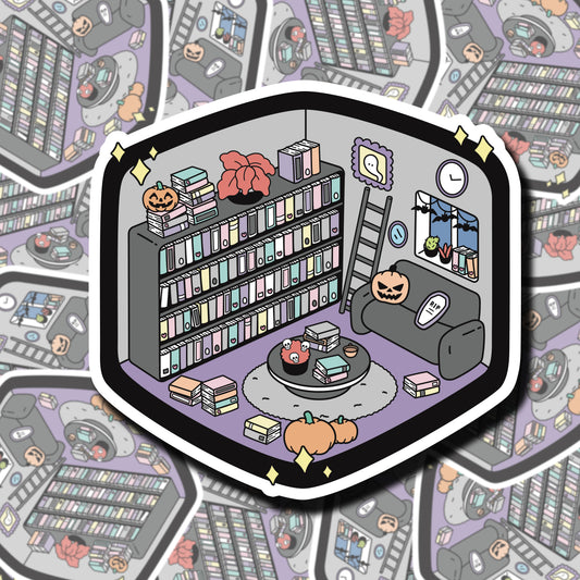 Isometric Halloween Library Sticker