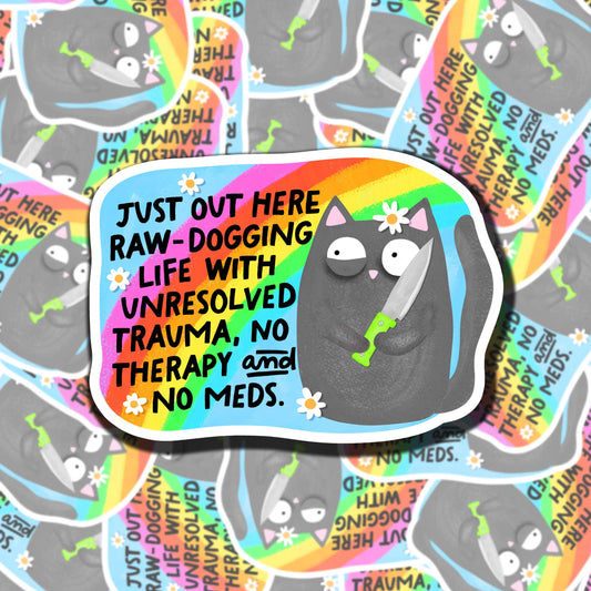 Raw Dogging Life Sticker