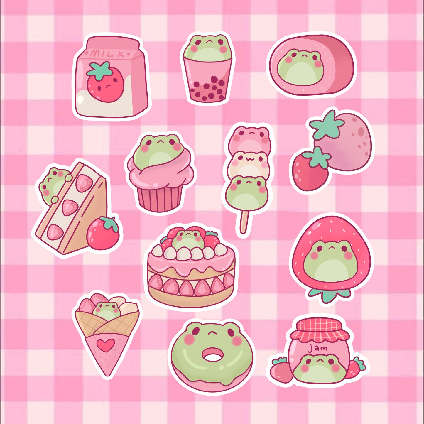 Kawaii Strawberry Froggy Sticker Pack