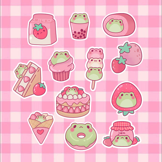 Kawaii Strawberry Froggy Sticker Pack