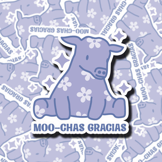 Moo-Chas Gracias Cow Stikcer