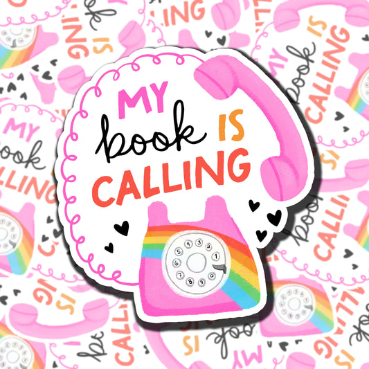 My Book Is Calling Sticker
