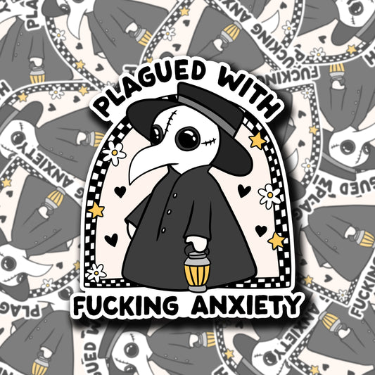 Plagued With Anxiety Sticker (holographic)