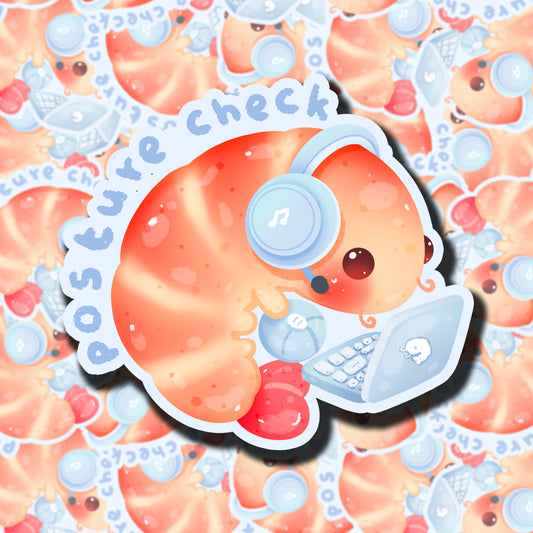 Posture Check Shrimp Sticker