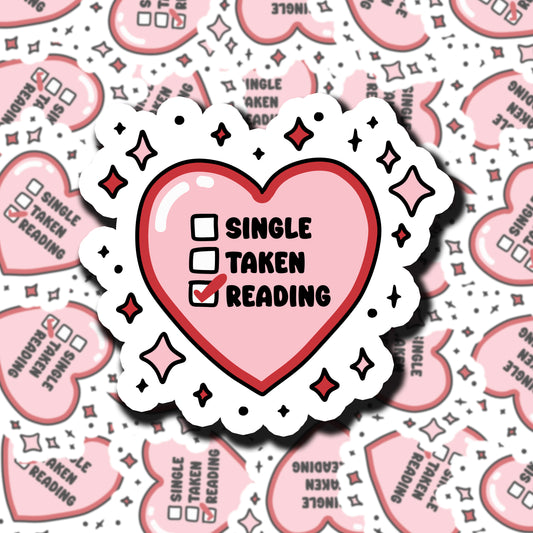 Single, Taken Reading Heart Sticker (holographic)
