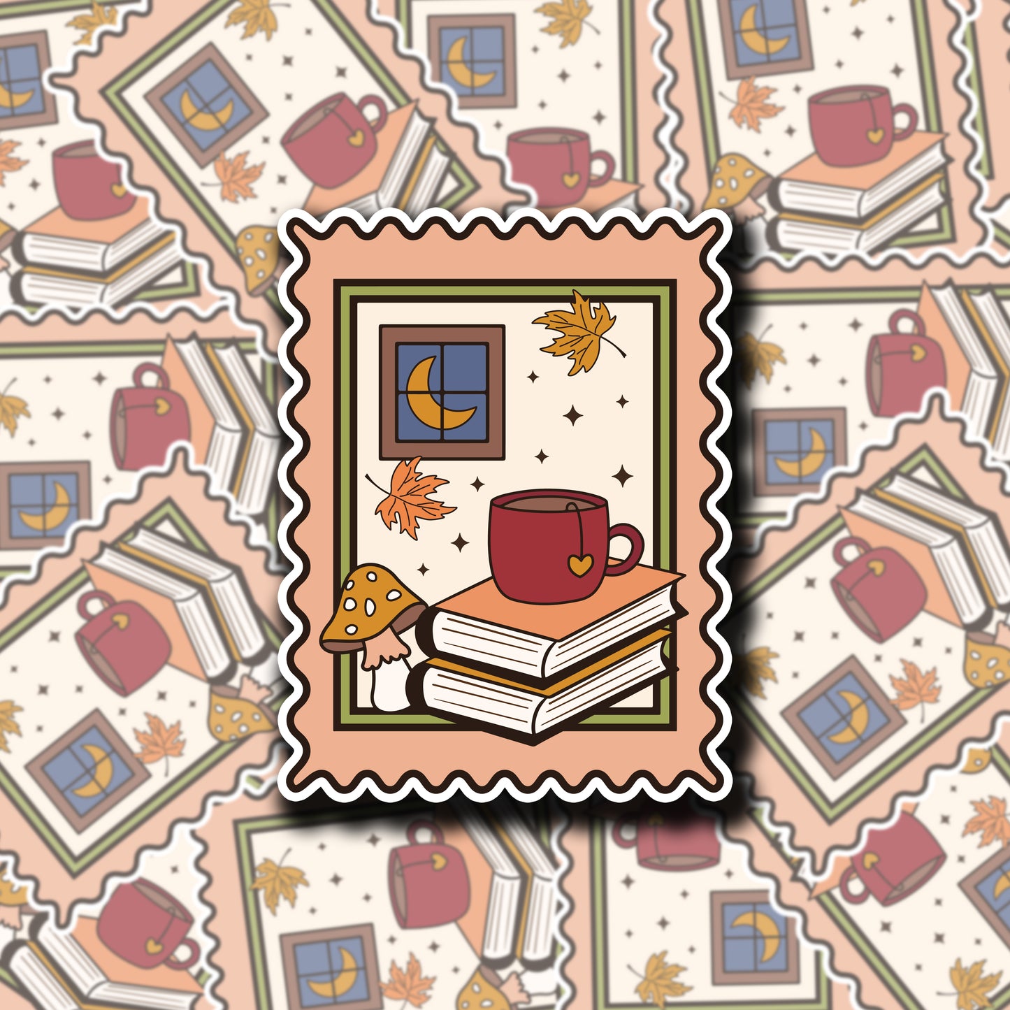 Fall Bookish Stamp Sticker
