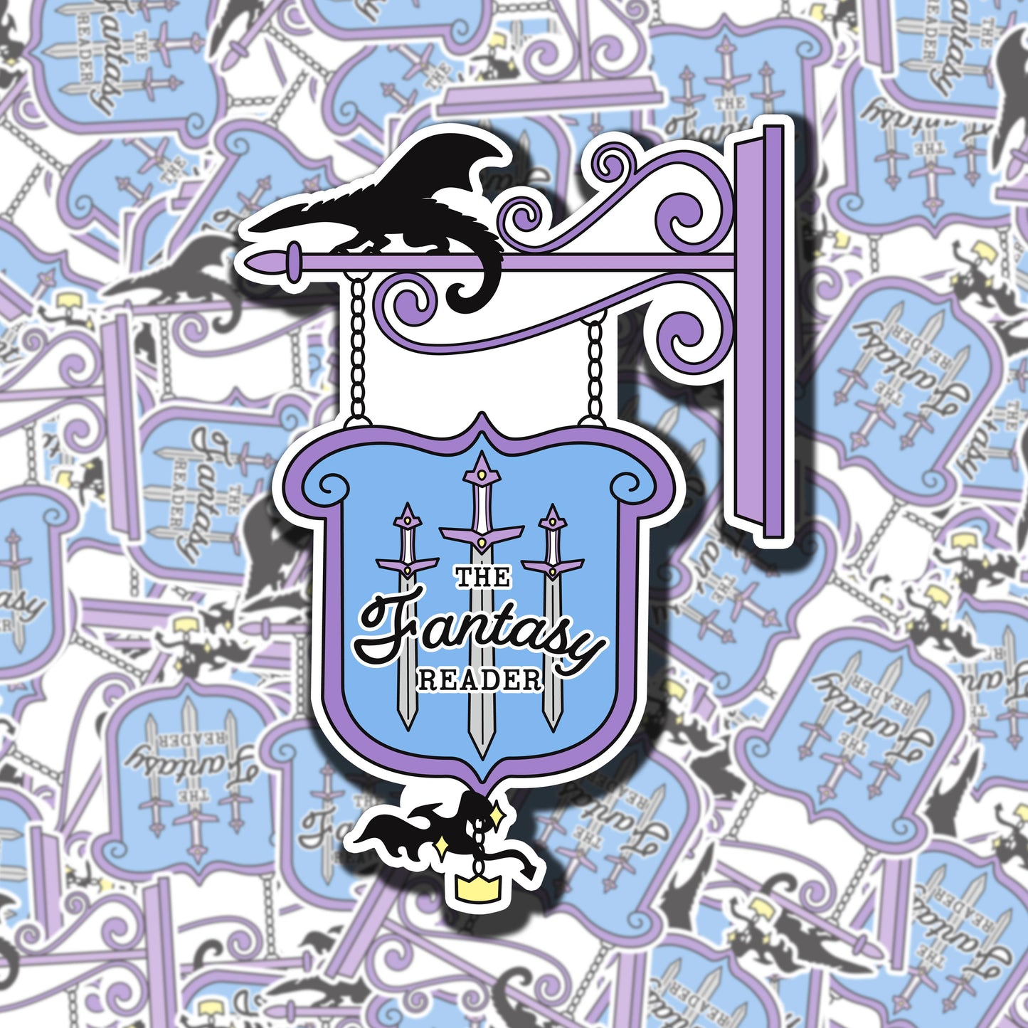 Bookish Fantasy Tavern Sign Sticker