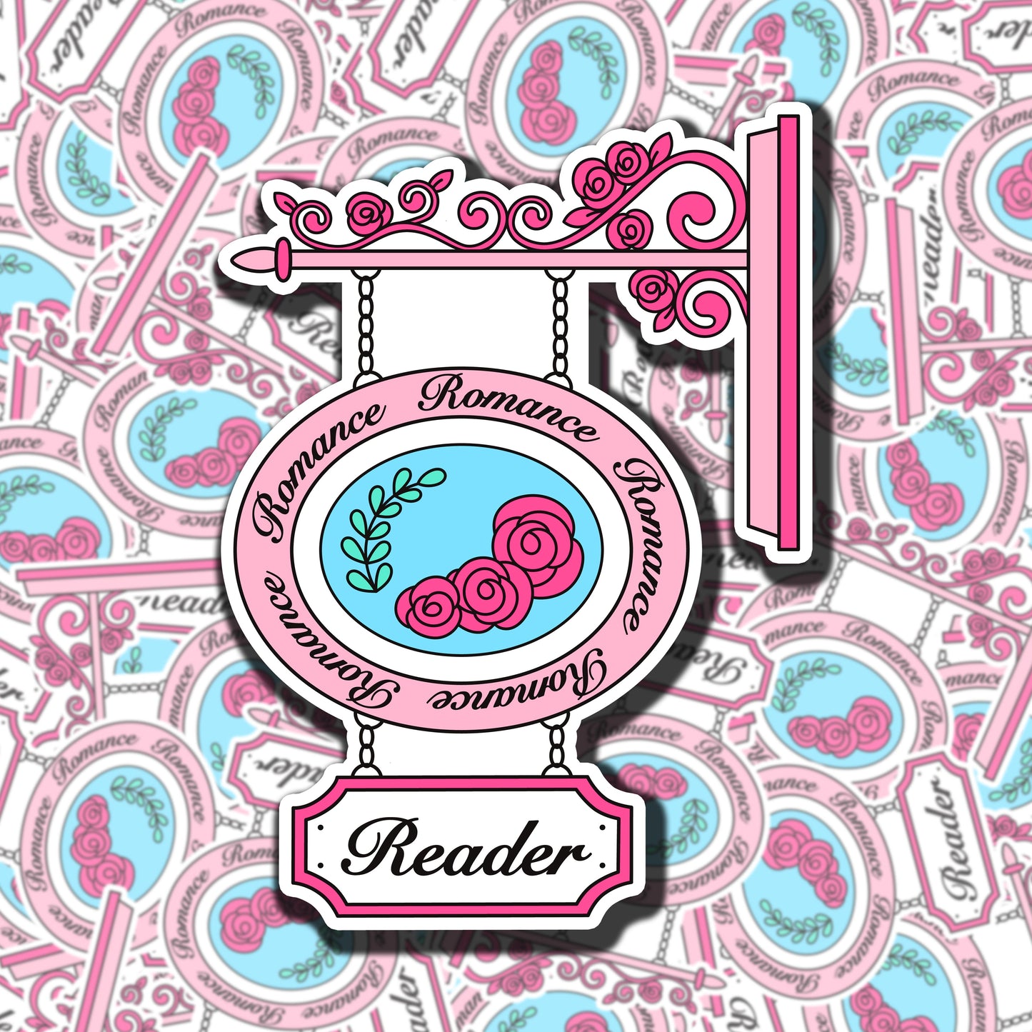Bookish Romance Tavern Sign Sticker