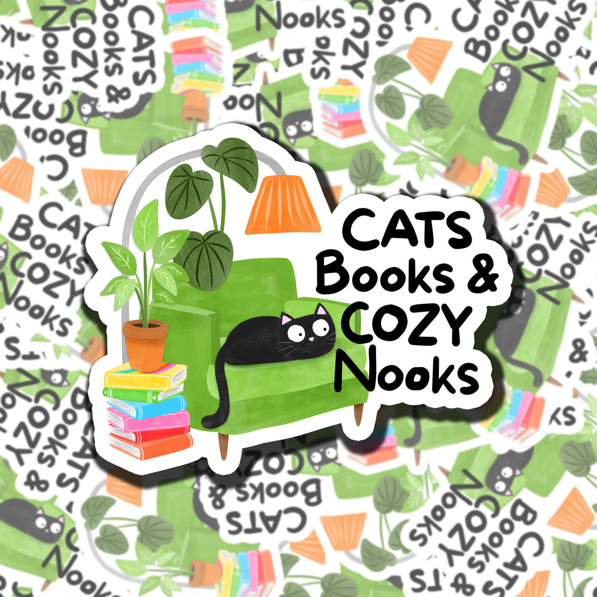 Cats And Cozy Books Sticker