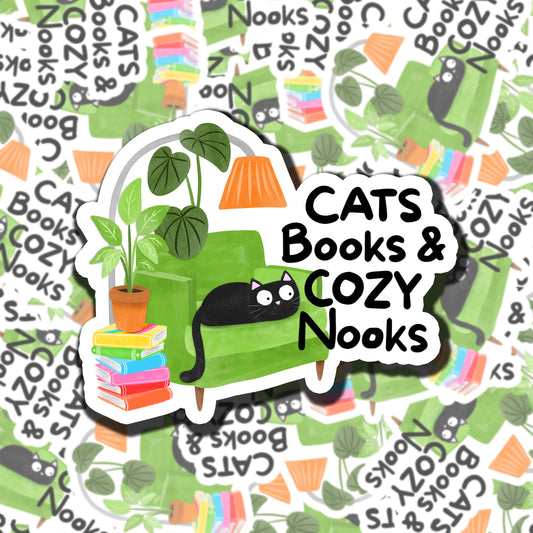 Cats And Cozy Books Sticker